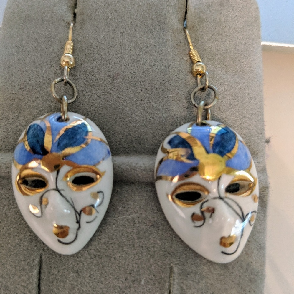 Theater drama face hand-painted earrings